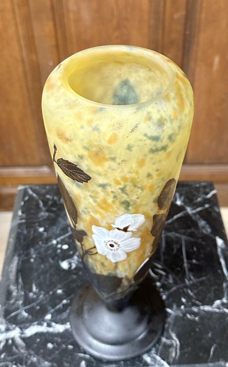 Daum Nancy - Rare "apple Blossom" Vase In Flush-mounted Tiles. Art Nouveau-photo-6