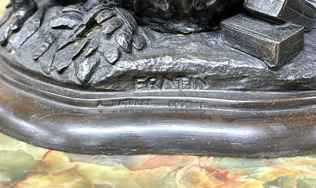 Christophe Fratin - Palmier porte-cigares, flambeau aux singeries en bronze Epoque Napoléon III-photo-6