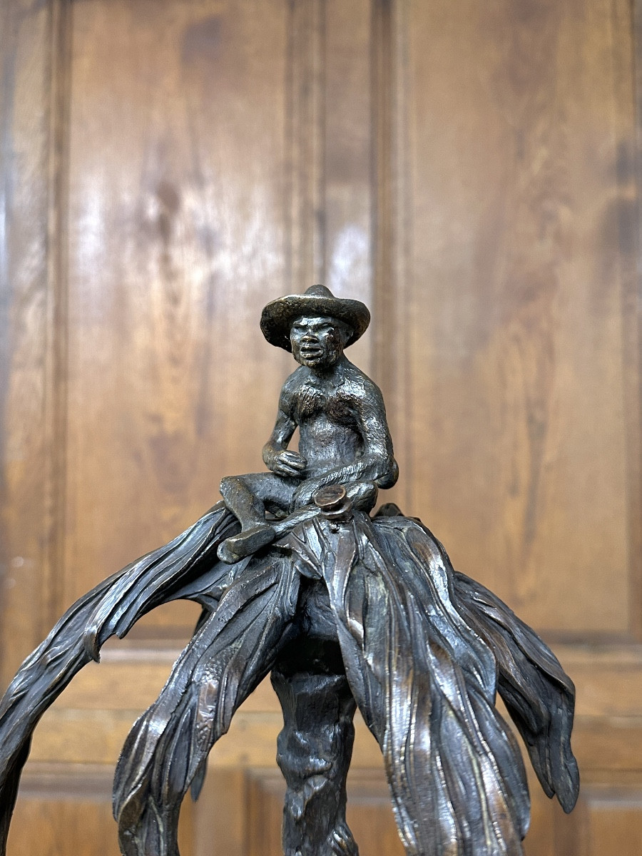 Christophe Fratin - Palmier porte-cigares, flambeau aux singeries en bronze Epoque Napoléon III-photo-7