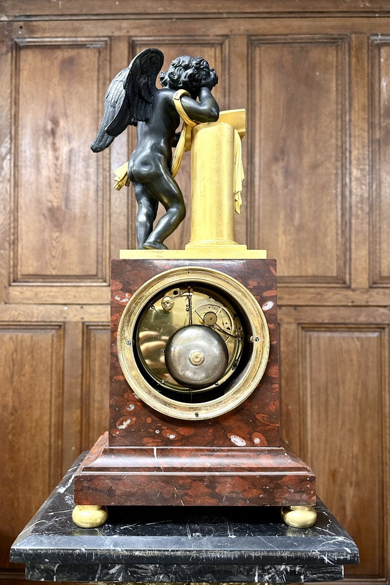 Empire Period Cherub Clock In Bronze And Griotte Marble. Napoleon I -photo-6