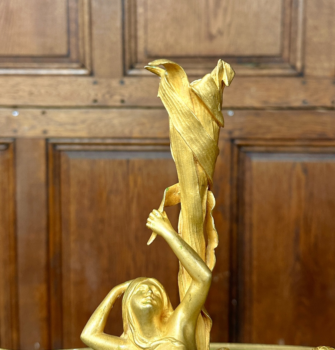 Victor Rossi - Pair Of Gilt Bronze Candlesticks With Mermaid Women, Art Nouveau-photo-4