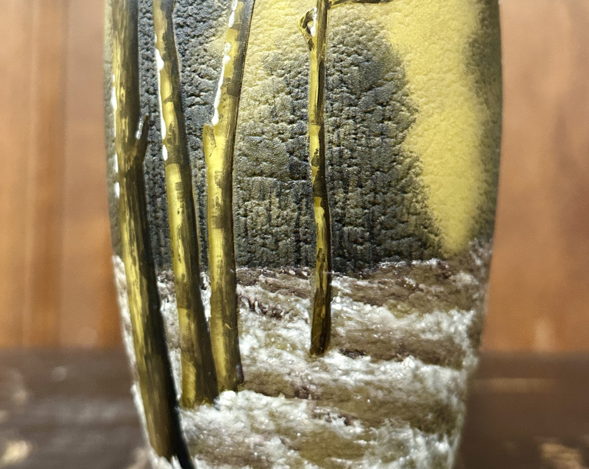 Daum Nancy - Important Vase With Snowy Landscape Decoration, Art Nouveau Period -photo-5
