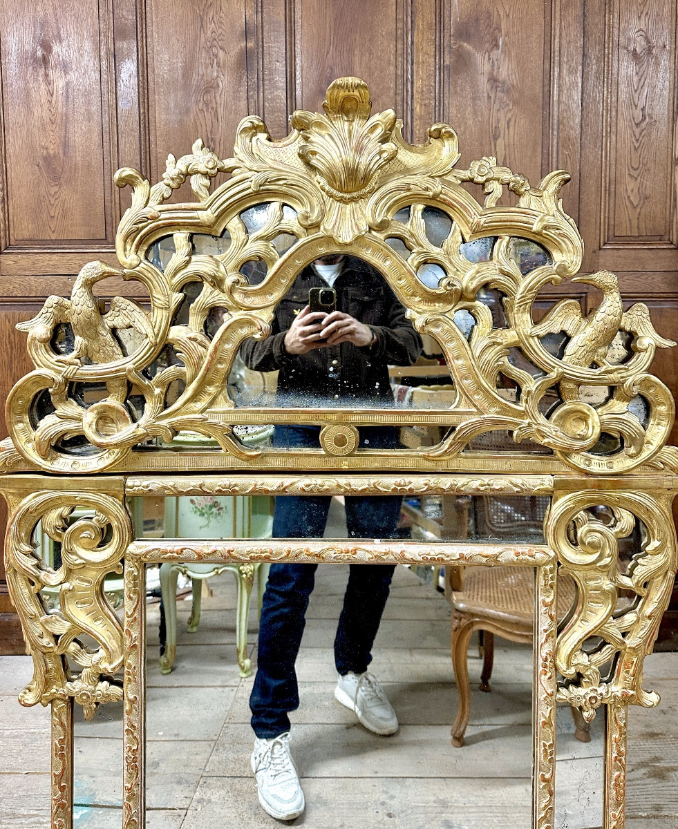 Regency Period Giltwood Fireplace Mirror, 18th Century -photo-3