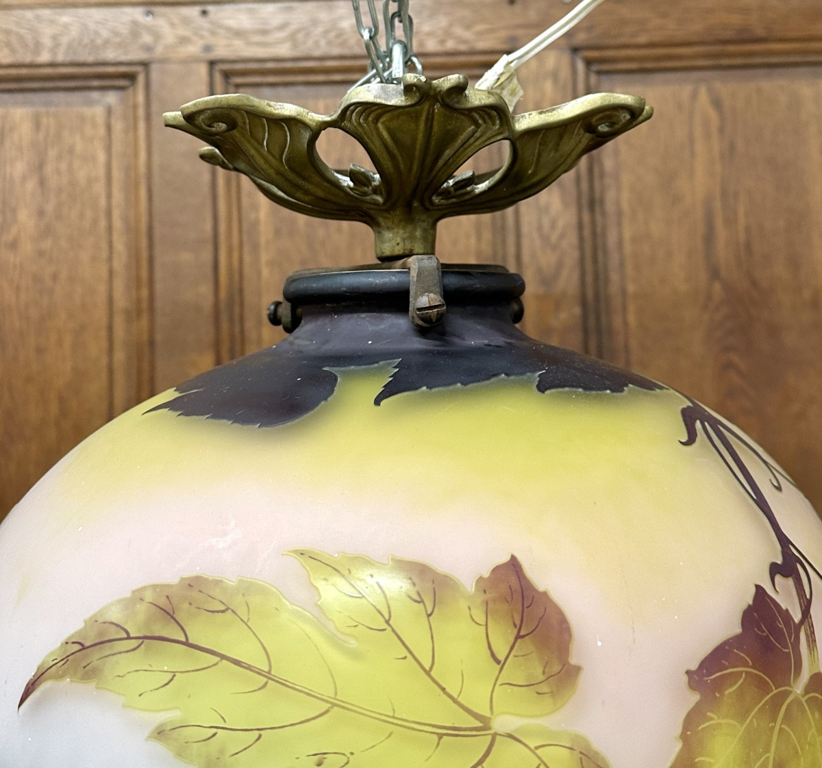 Émile Gallé - Suspension ou plafonnier aux abutilons, lustre Art Nouveau -photo-4