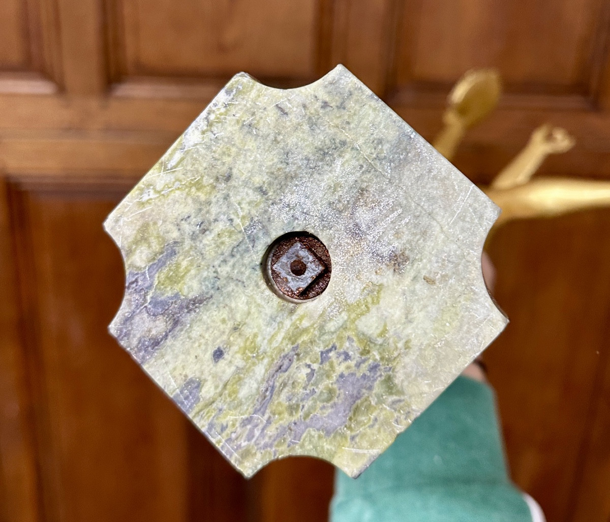 D. Simon -  Danseuse au tambourin, sculpture en bronze doré d'époque Art Déco, Statue 1920-photo-7