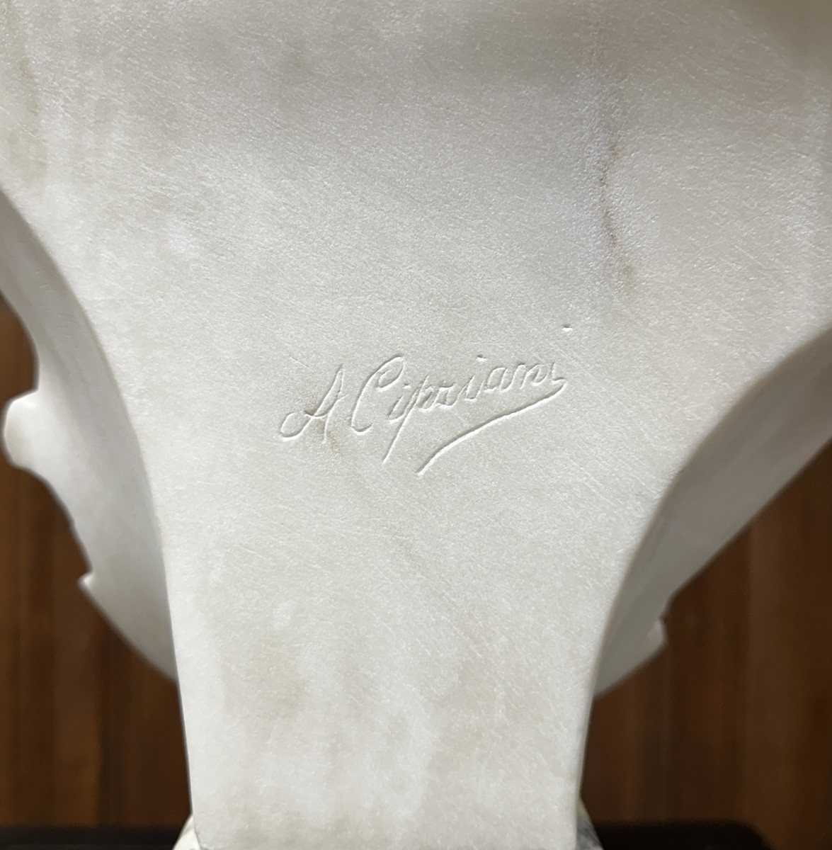 Adolfo Cipriani - Bust Of A Young Woman In White Carrara Marble, Art Nouveau-photo-2