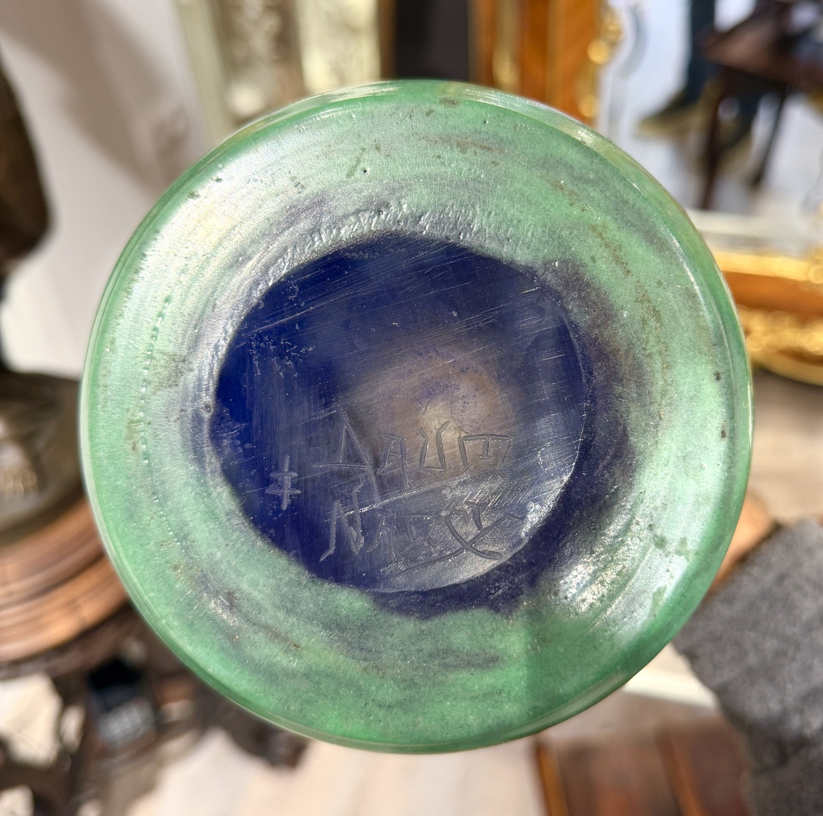 Daum Nancy - important vase à décor de feuilles de chanvre, époque Art Nouveau-photo-4