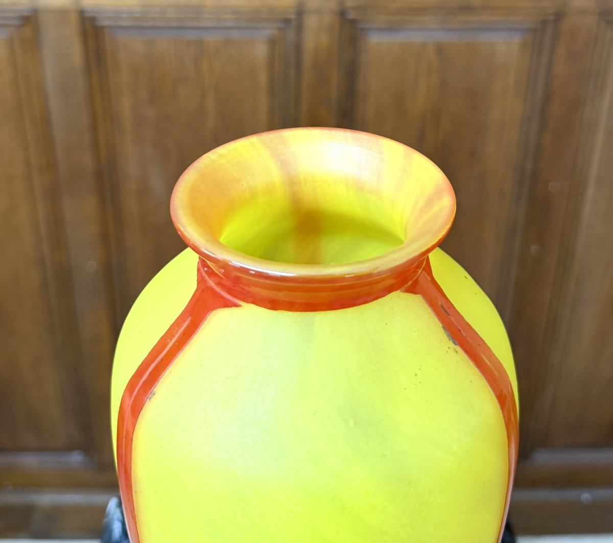 Charles Schneider For Le Verre Français, Charder, Art Deco Period Tobacco Leaf Vase-photo-4