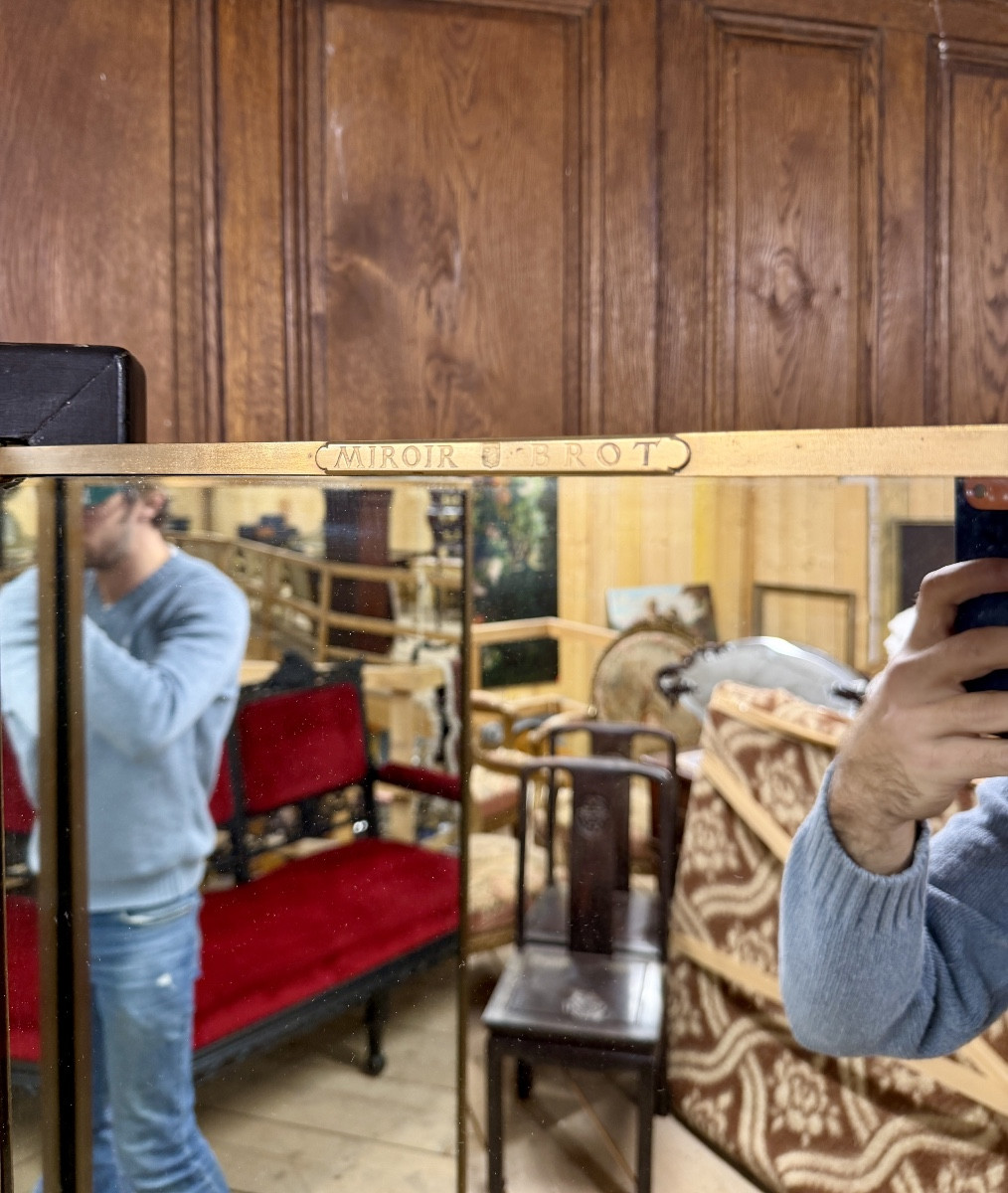 Miroir Brot sur pieds, miroir triptyque en bois noirci et laiton, époque Art Déco-photo-3
