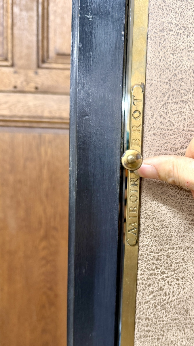 Miroir Brot sur pieds, miroir triptyque en bois noirci et laiton, époque Art Déco-photo-4