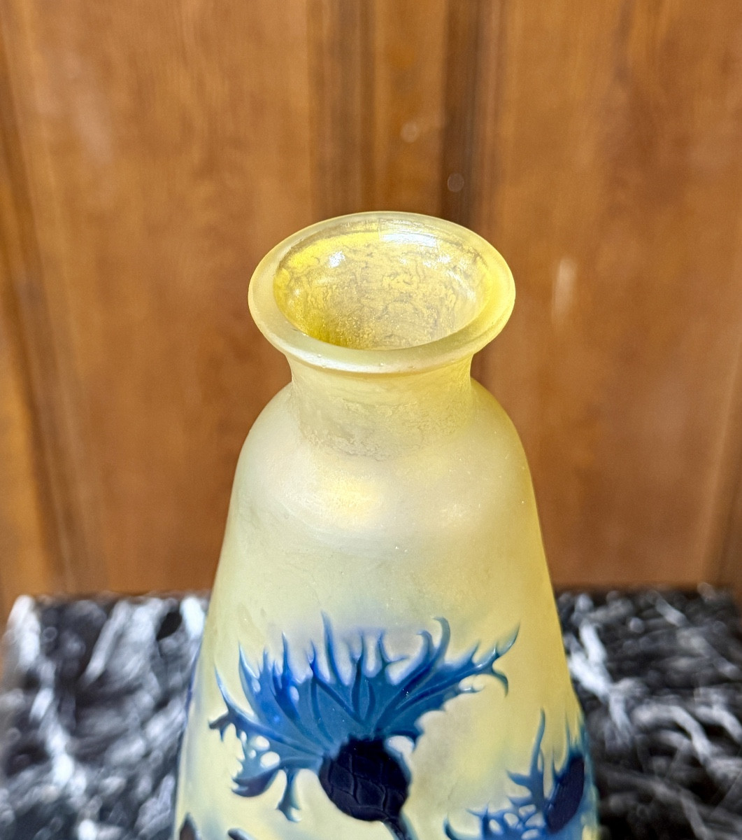 Emile Gallé - Vase à décor de chardons bleus, Epoque Art Nouveau -photo-3