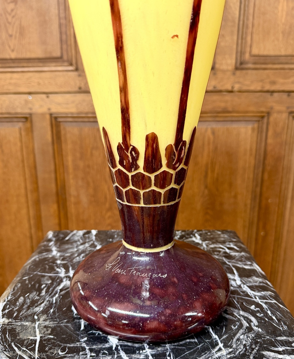 Charles Schneider Pour Le Verre Français, Charder, Grand Vase aux pavots d'époque Art Deco-photo-4