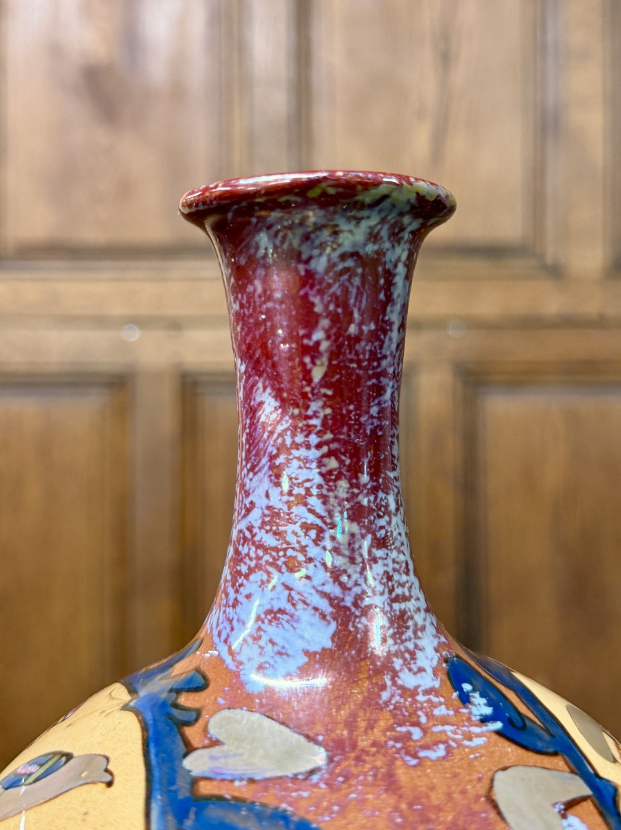 Louis Etienne Desmant - Vase en céramique  a décor de scènes de la tapisserie de Bayeux. XXème -photo-3