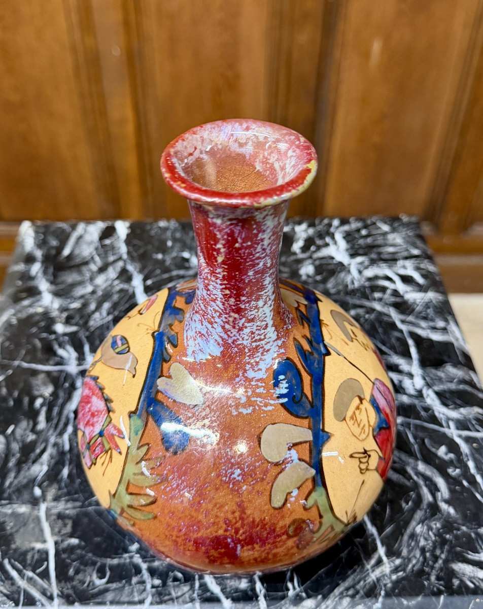 Louis Etienne Desmant - Vase en céramique  a décor de scènes de la tapisserie de Bayeux. XXème -photo-4
