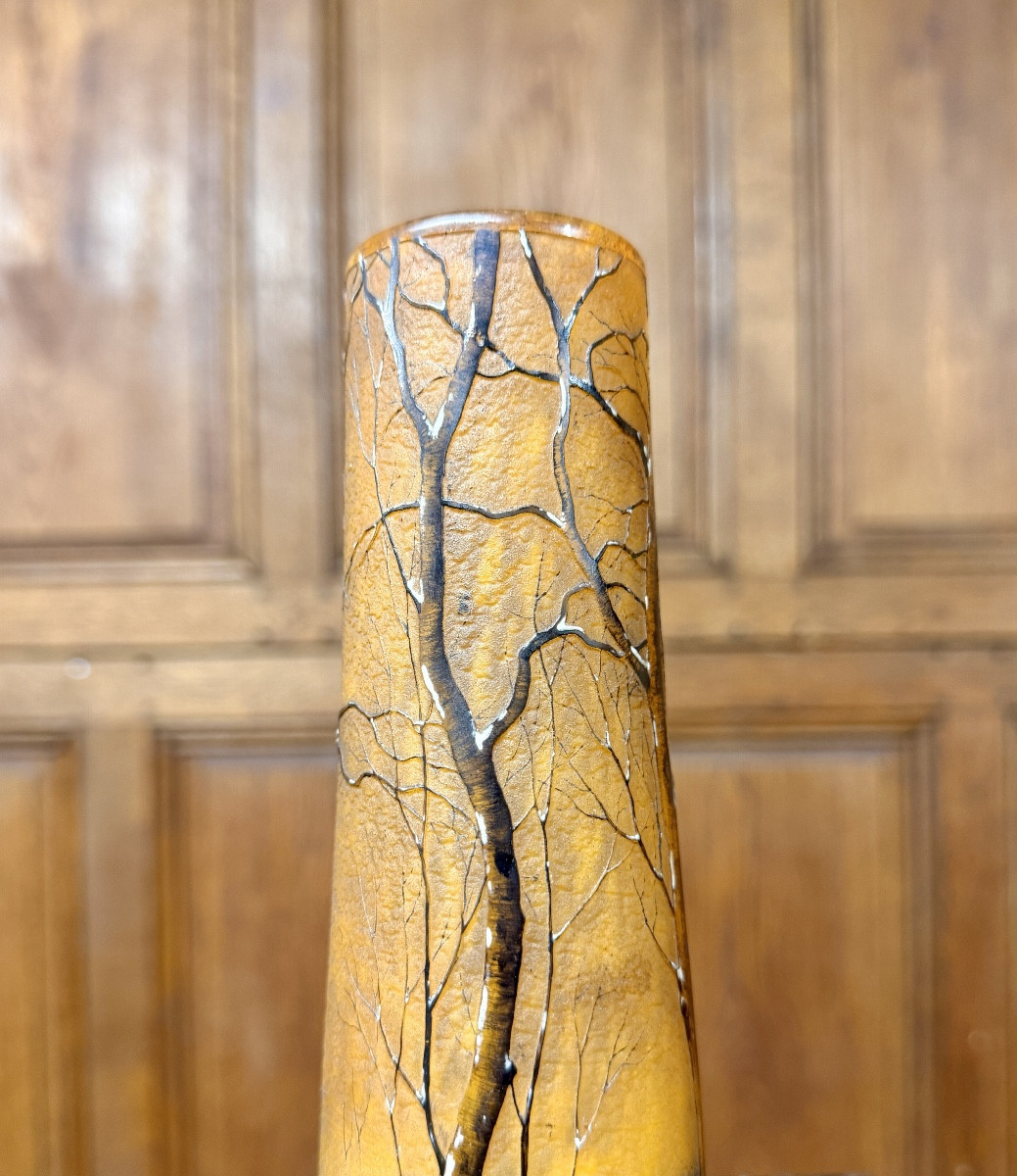 Proantic: Daum Nancy - Vase With A Snowy Landscape Decoration, Art Nou