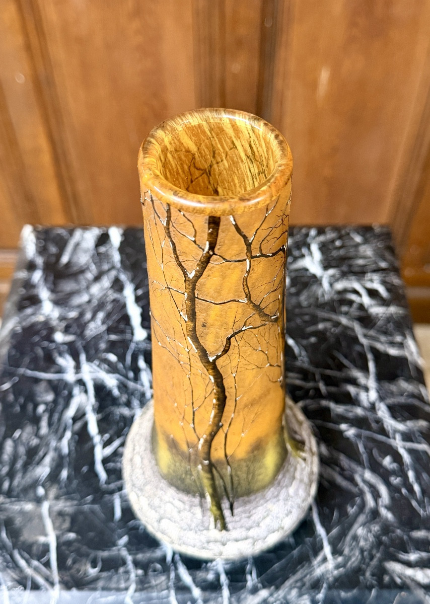 Daum Nancy -  vase à décor de paysage sous la neige, Epoque Art Nouveau-photo-1