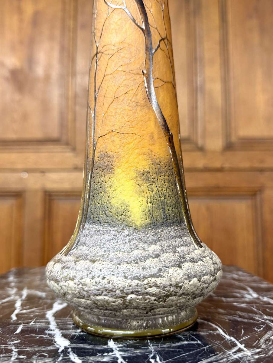 Daum Nancy -  vase à décor de paysage sous la neige, Epoque Art Nouveau-photo-2