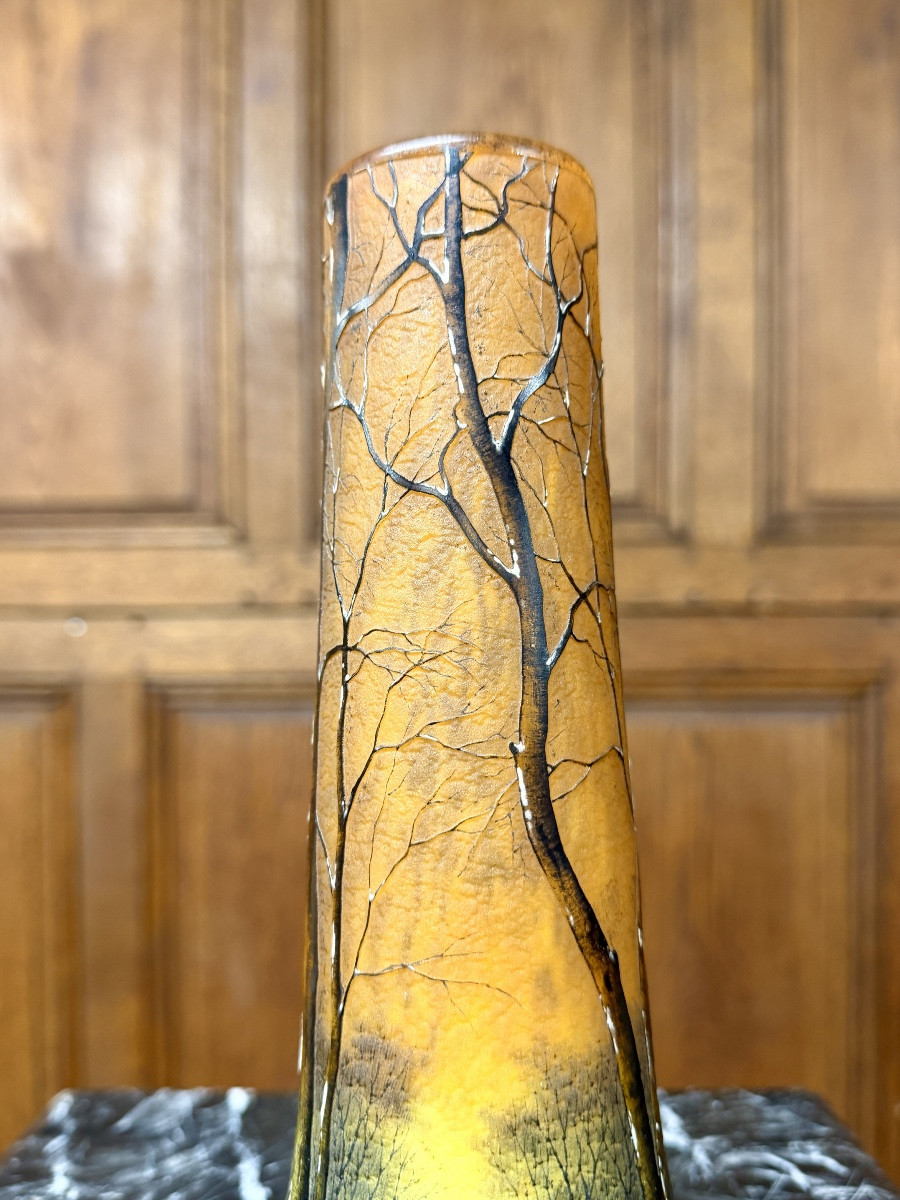 Daum Nancy -  vase à décor de paysage sous la neige, Epoque Art Nouveau-photo-3