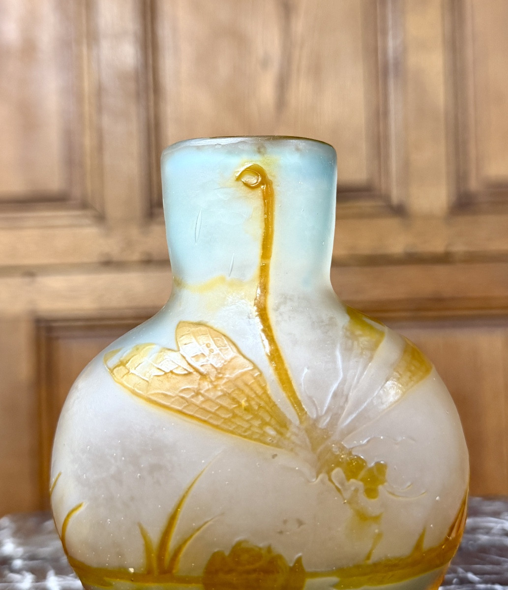 Émile Gallé - vase de forme gourde à la libellule, époque Art Nouveau -photo-2