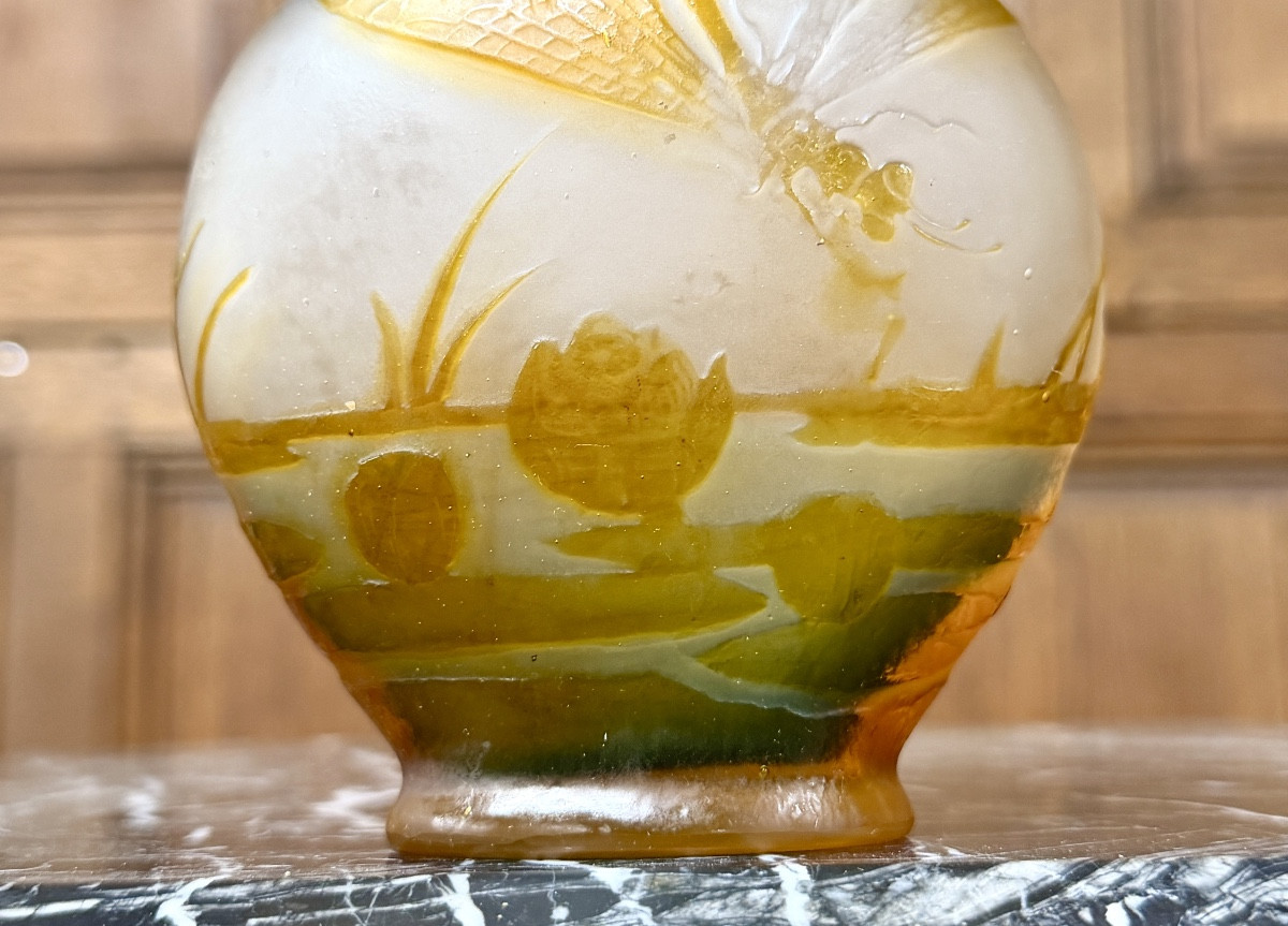 Émile Gallé - vase de forme gourde à la libellule, époque Art Nouveau -photo-3