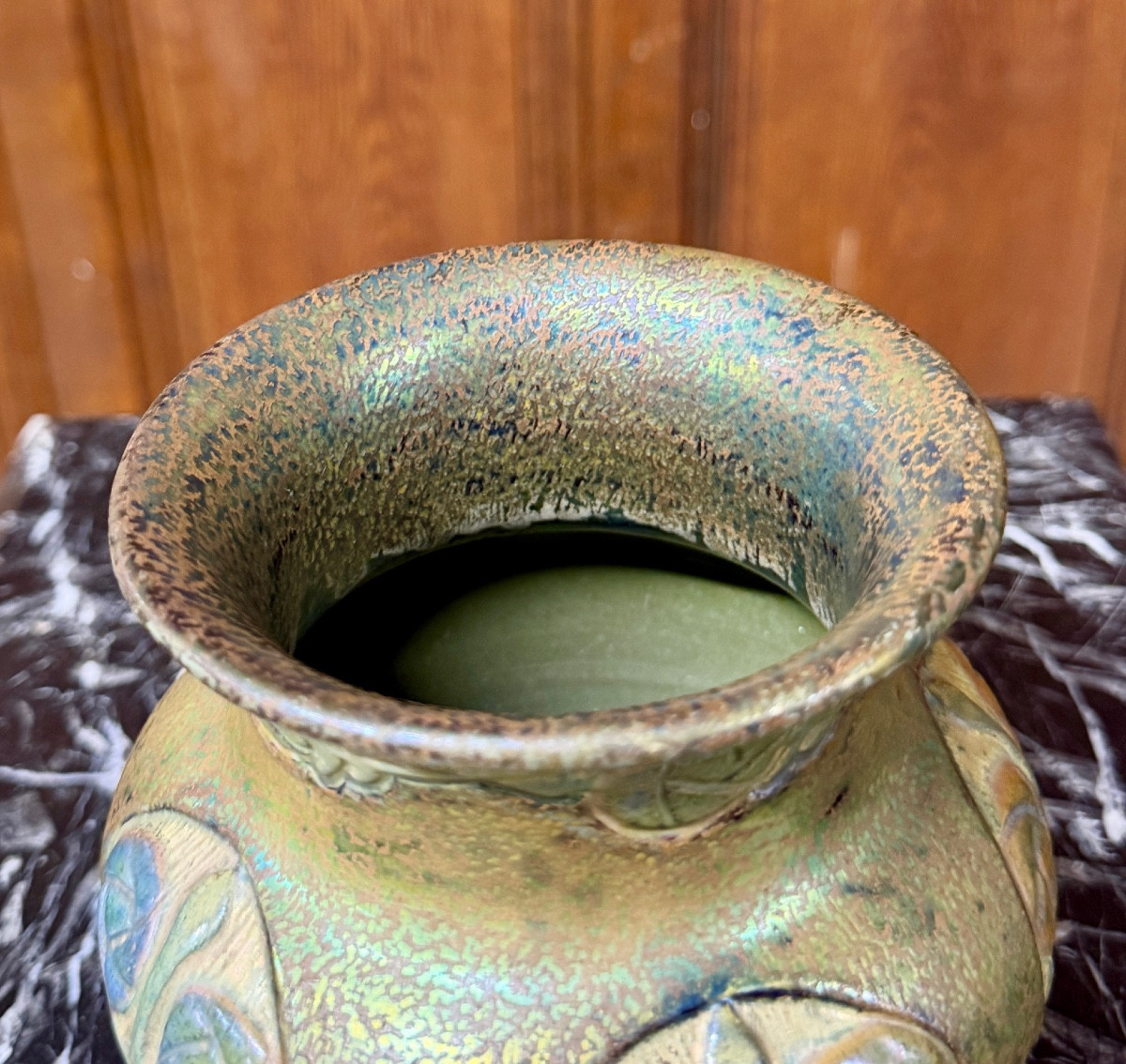 Zsolnay Factory In Pécs, Glazed And Iridescent Ceramic Vase. Art Nouveau Work, Circa 1900-photo-1