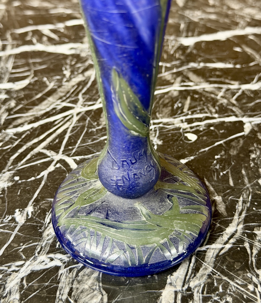 Daum Nancy - rare vase aux toiles d’araignées et orchidées. Époque Art nouveau-photo-5