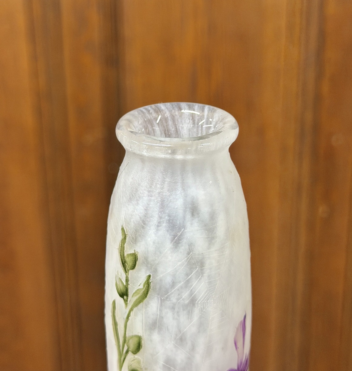 Daum Nancy - rare vase aux toiles d’araignées et orchidées. Époque Art nouveau-photo-6