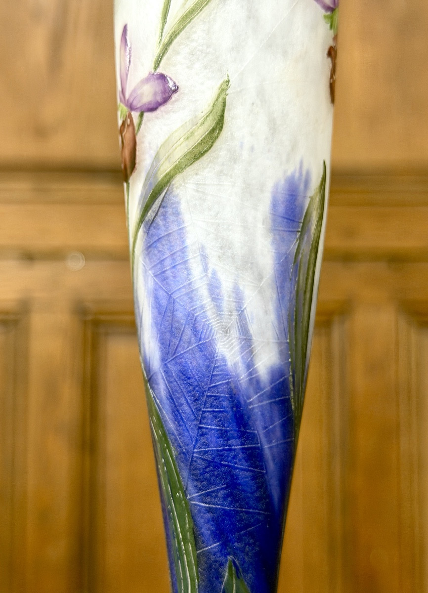Daum Nancy - rare vase aux toiles d’araignées et orchidées. Époque Art nouveau-photo-7