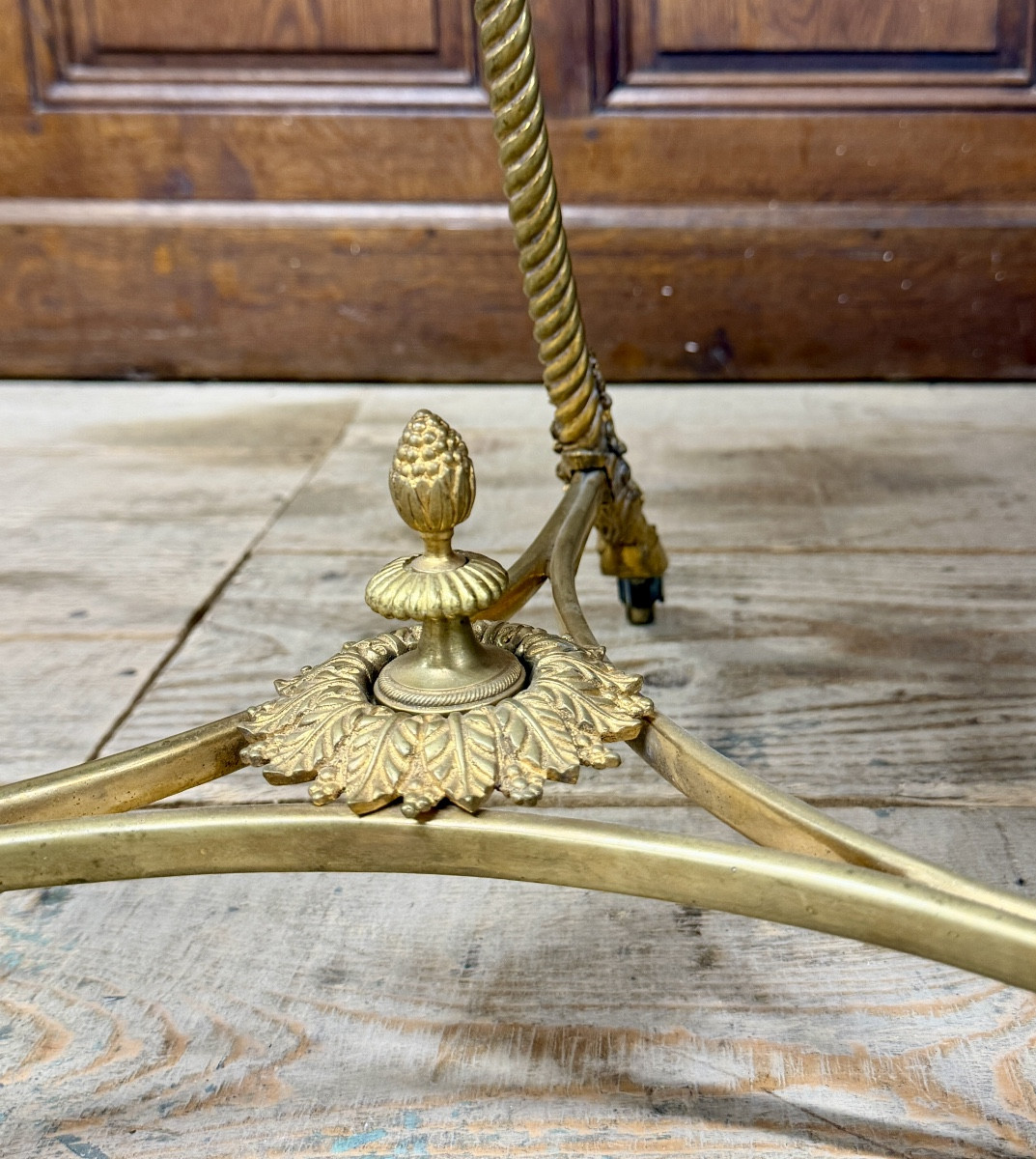 Louis XVI Style Tripod Gueridon In Gilt Bronze And Cuban Mahogany. -photo-4