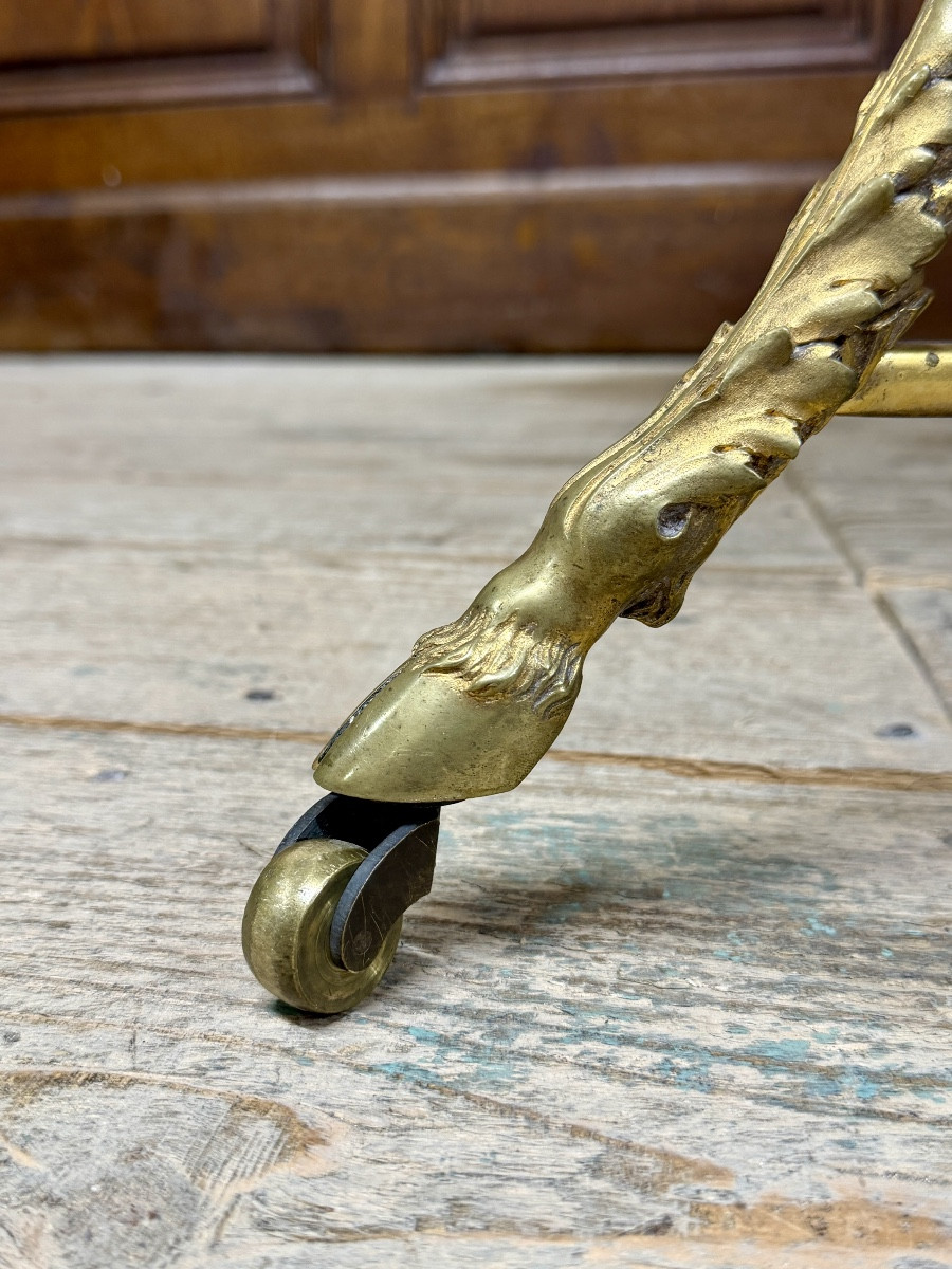 Louis XVI Style Tripod Gueridon In Gilt Bronze And Cuban Mahogany. -photo-1