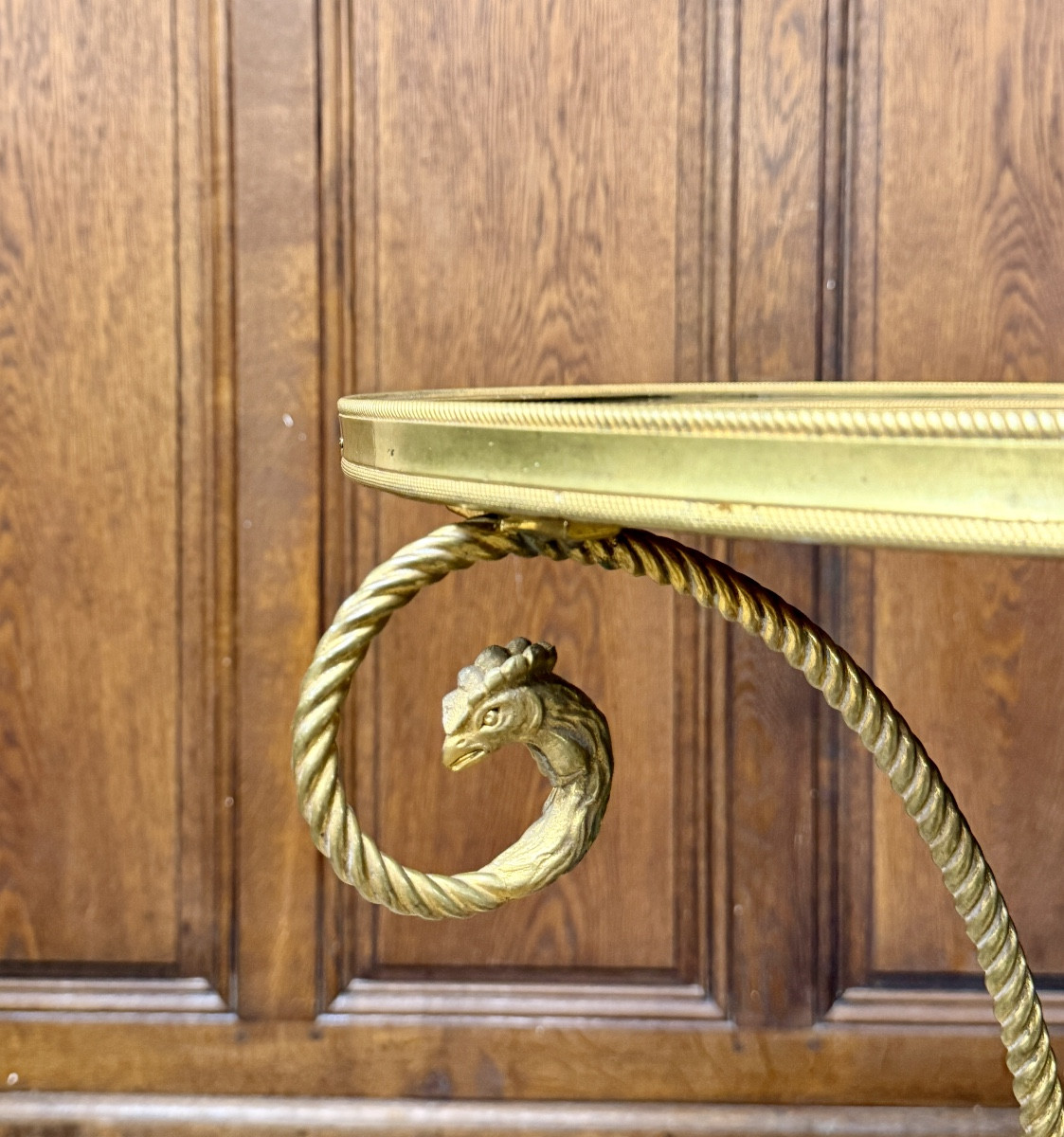 Louis XVI Style Tripod Gueridon In Gilt Bronze And Cuban Mahogany. -photo-2