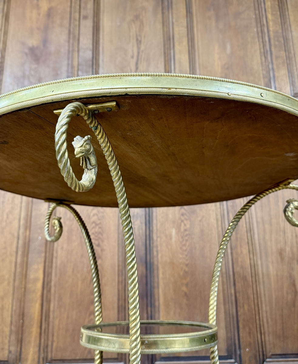 Louis XVI Style Tripod Gueridon In Gilt Bronze And Cuban Mahogany. -photo-3