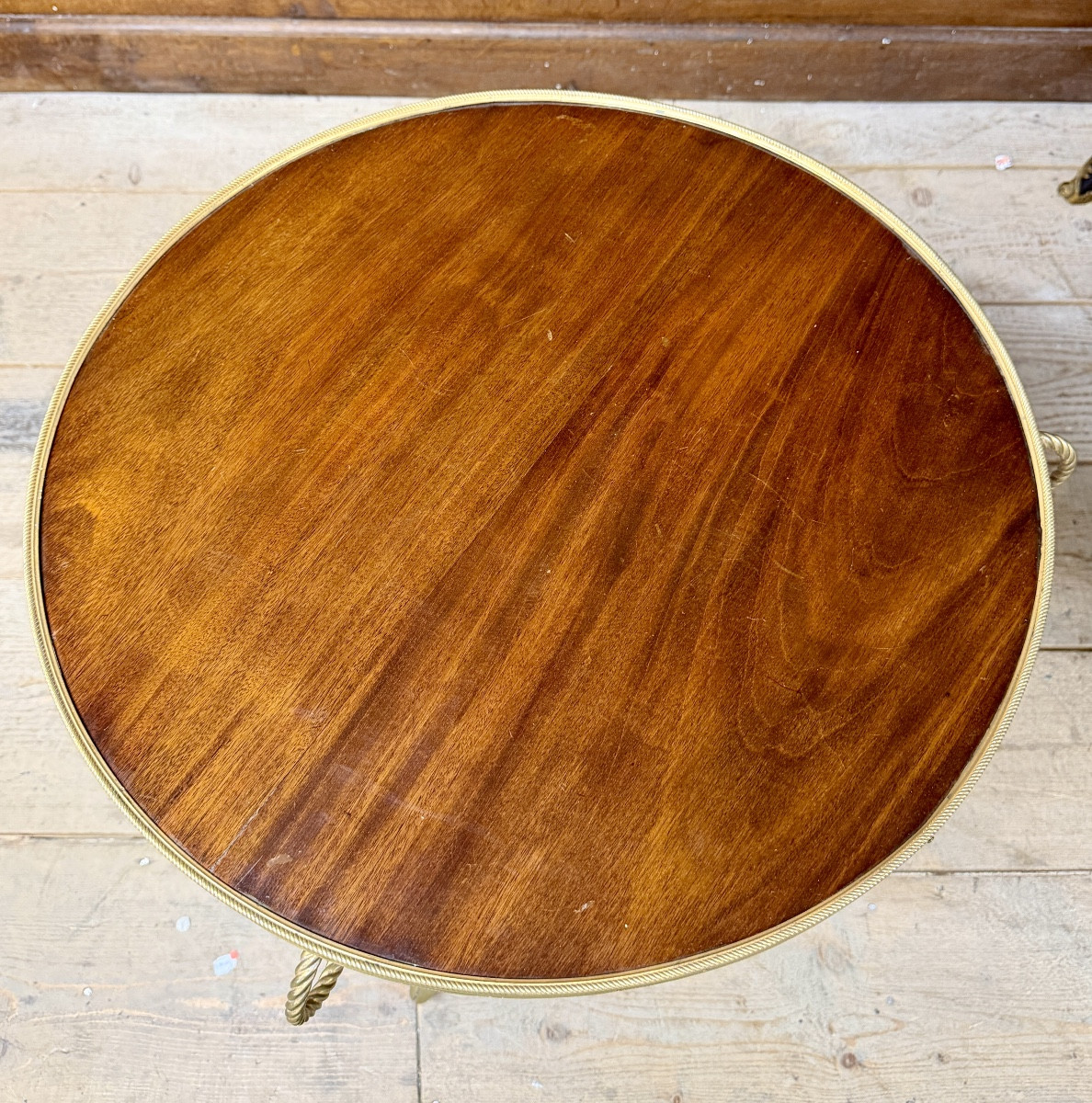 Louis XVI Style Tripod Gueridon In Gilt Bronze And Cuban Mahogany. -photo-5