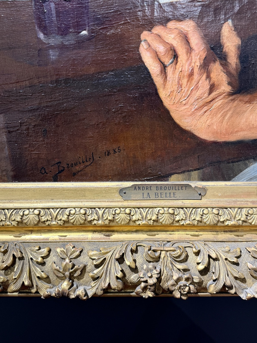 André Brouillet - "the Beauty", Genre Scene, Oil On Canvas, Late 19th Century. -photo-2