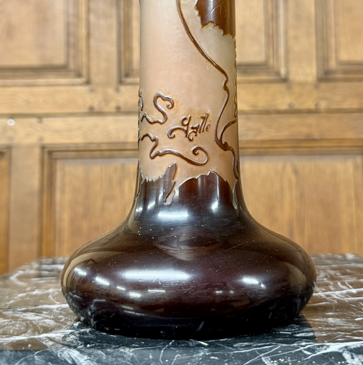 Émile Gallé, vase soliflore à décor de vignes, époque Art Nouveau-photo-2