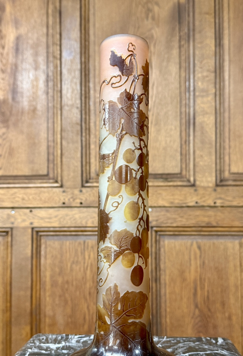 Émile Gallé, vase soliflore à décor de vignes, époque Art Nouveau-photo-3