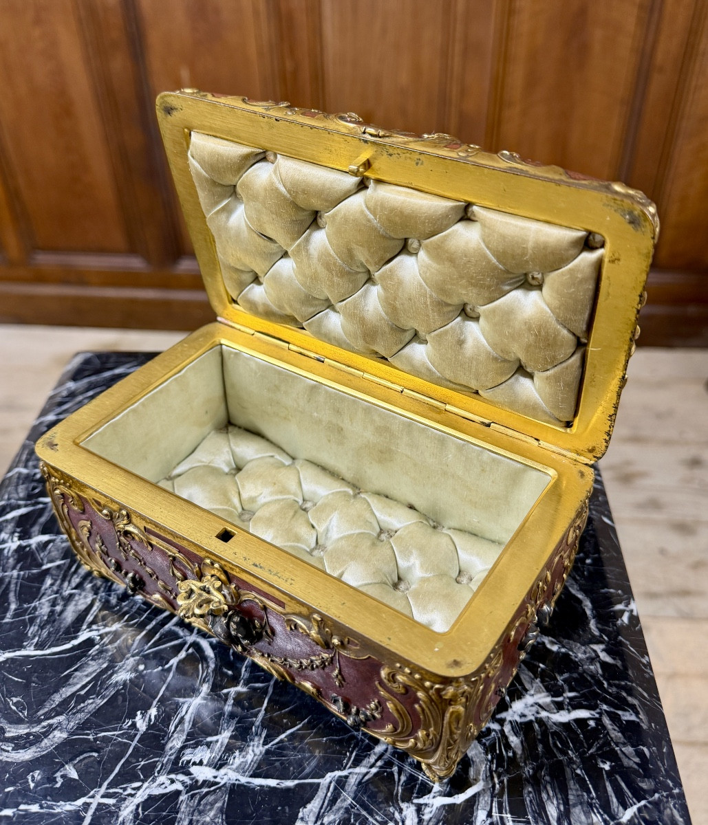 CHRISTOFLE et Émile-Auguste REIBER (1826-1893).  Coffret à bijoux en bronze doré et patiné -photo-3