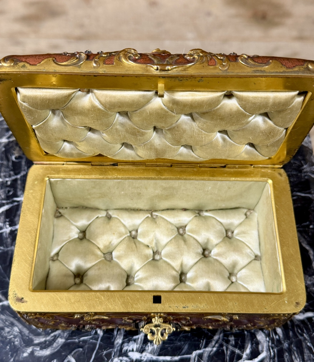 CHRISTOFLE et Émile-Auguste REIBER (1826-1893).  Coffret à bijoux en bronze doré et patiné -photo-6