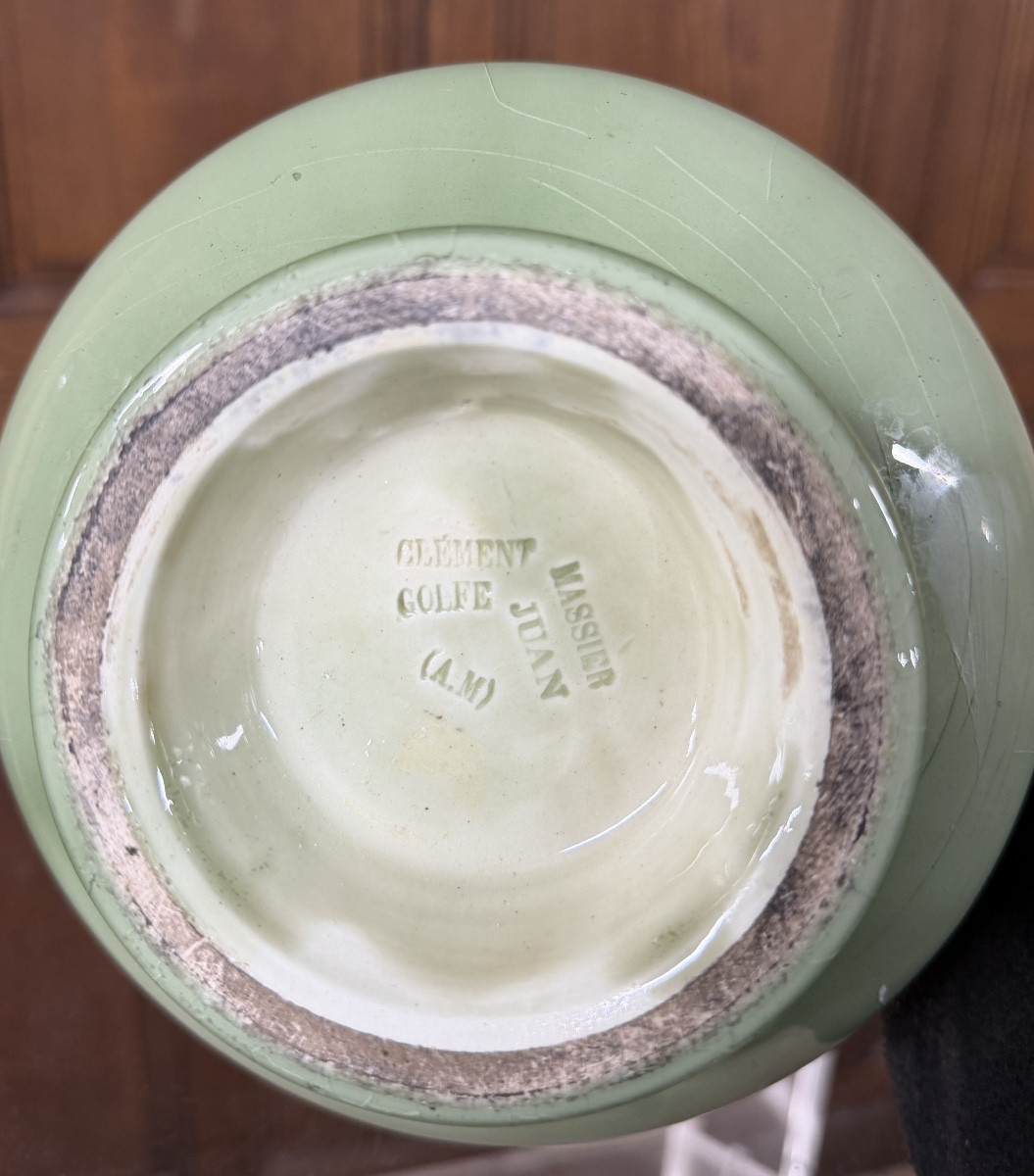 Clement Massier Golf Juan - Paire de vases en céramique à décor de feuilles. Art Nouveau -photo-5