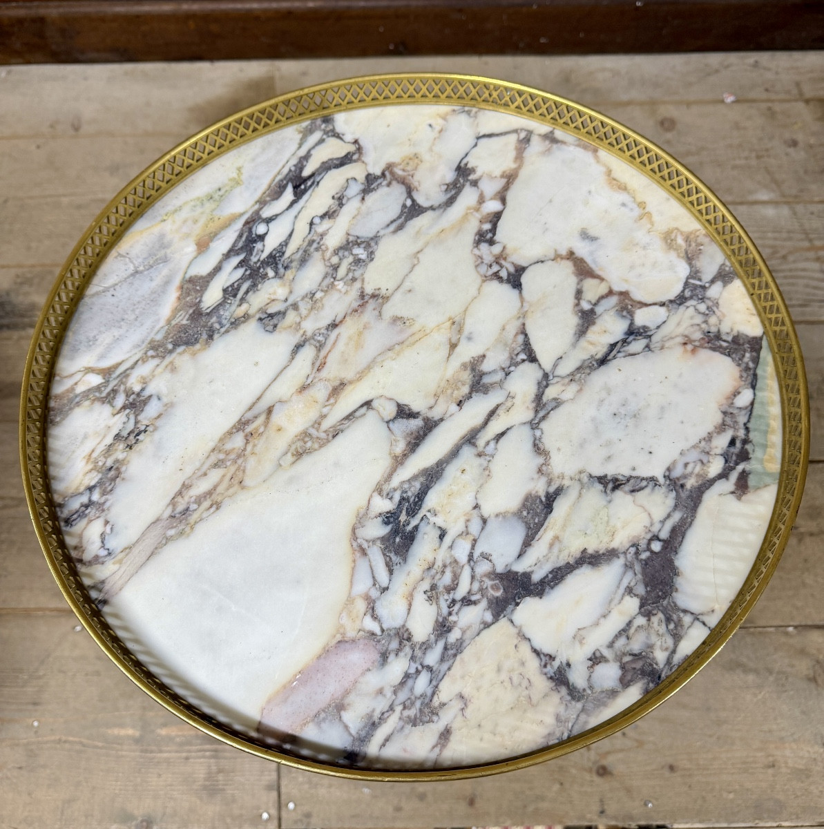 Henry Dasson - Napoleon III Period Marquetry Pedestal Table-photo-5