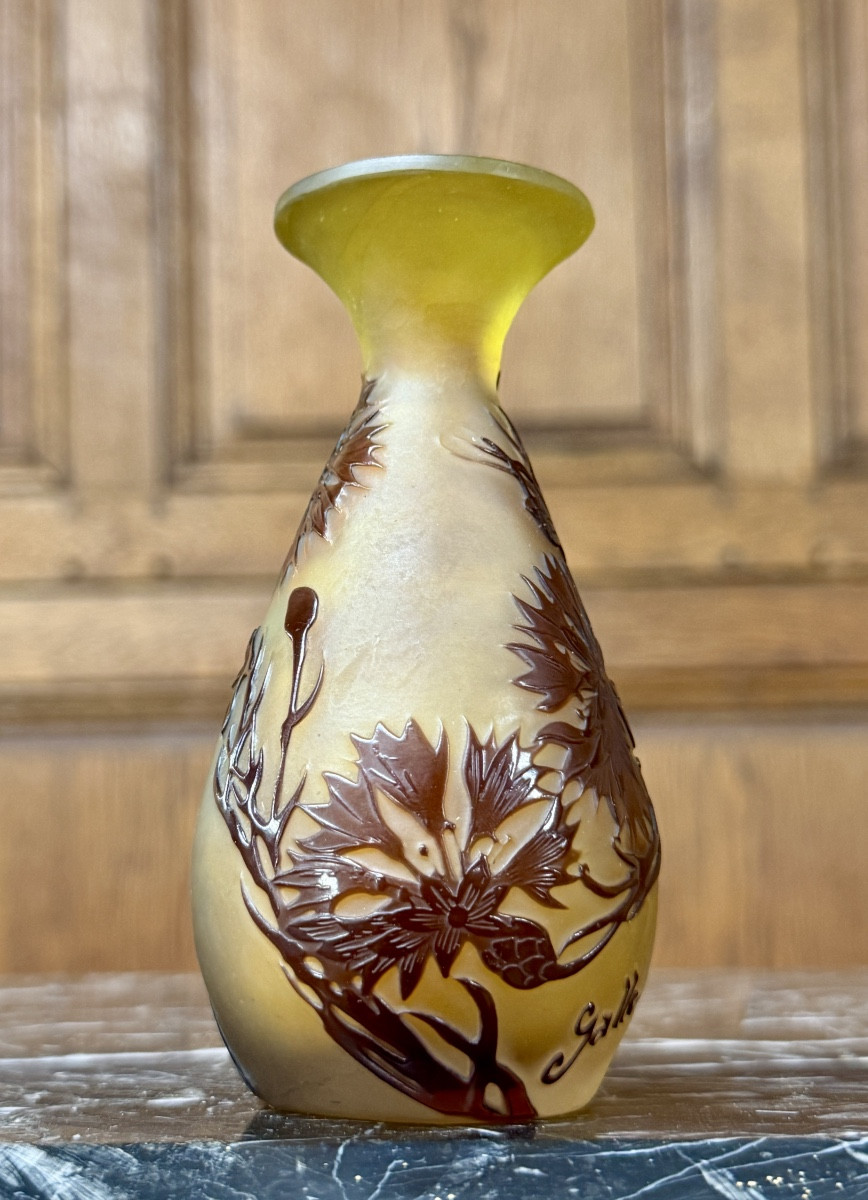 Émile Gallé - petit vase à décor floral d’époque Art Nouveau-photo-2