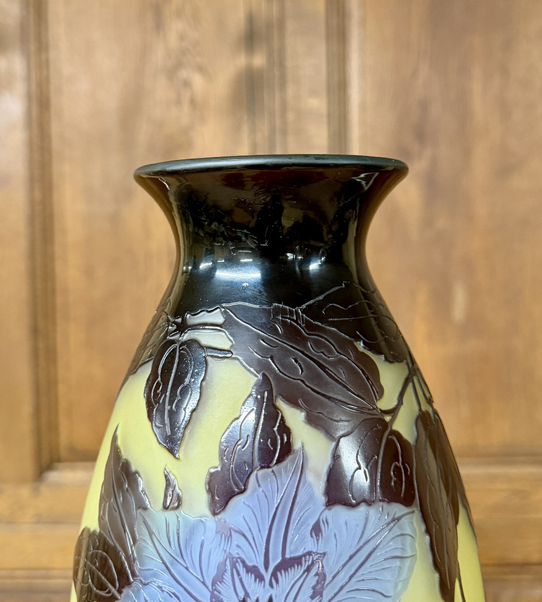 Émile Gallé - vase aux clématites d’époque Art Nouveau en verre multicouche  -photo-4
