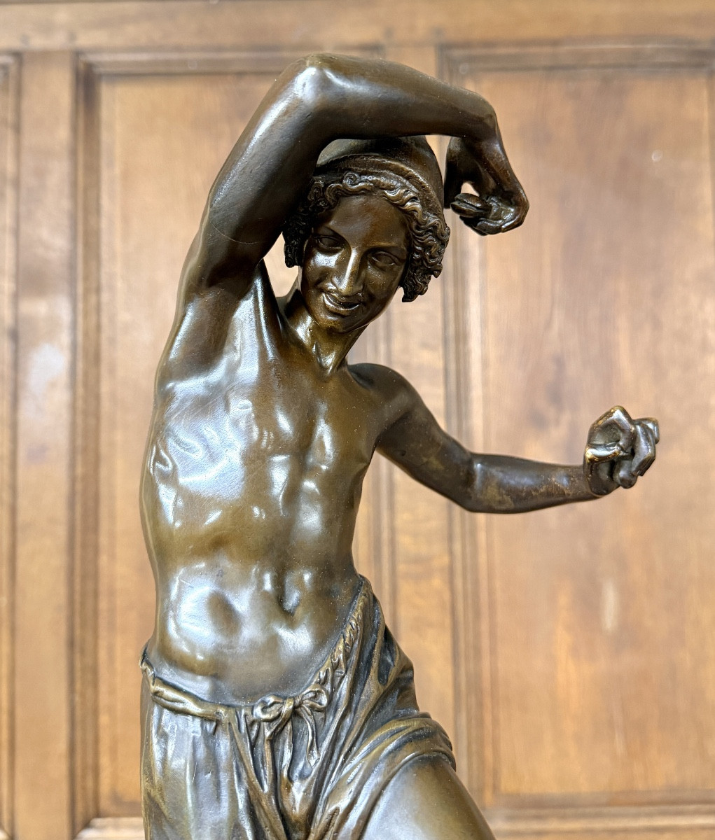 Francisque Duret -  Jeune pêcheur dansant la tarentelle en bronze, fonte Delafontaine-photo-3