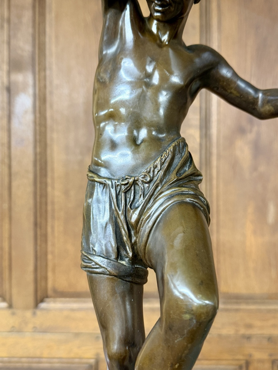 Francisque Duret -  Jeune pêcheur dansant la tarentelle en bronze, fonte Delafontaine-photo-4