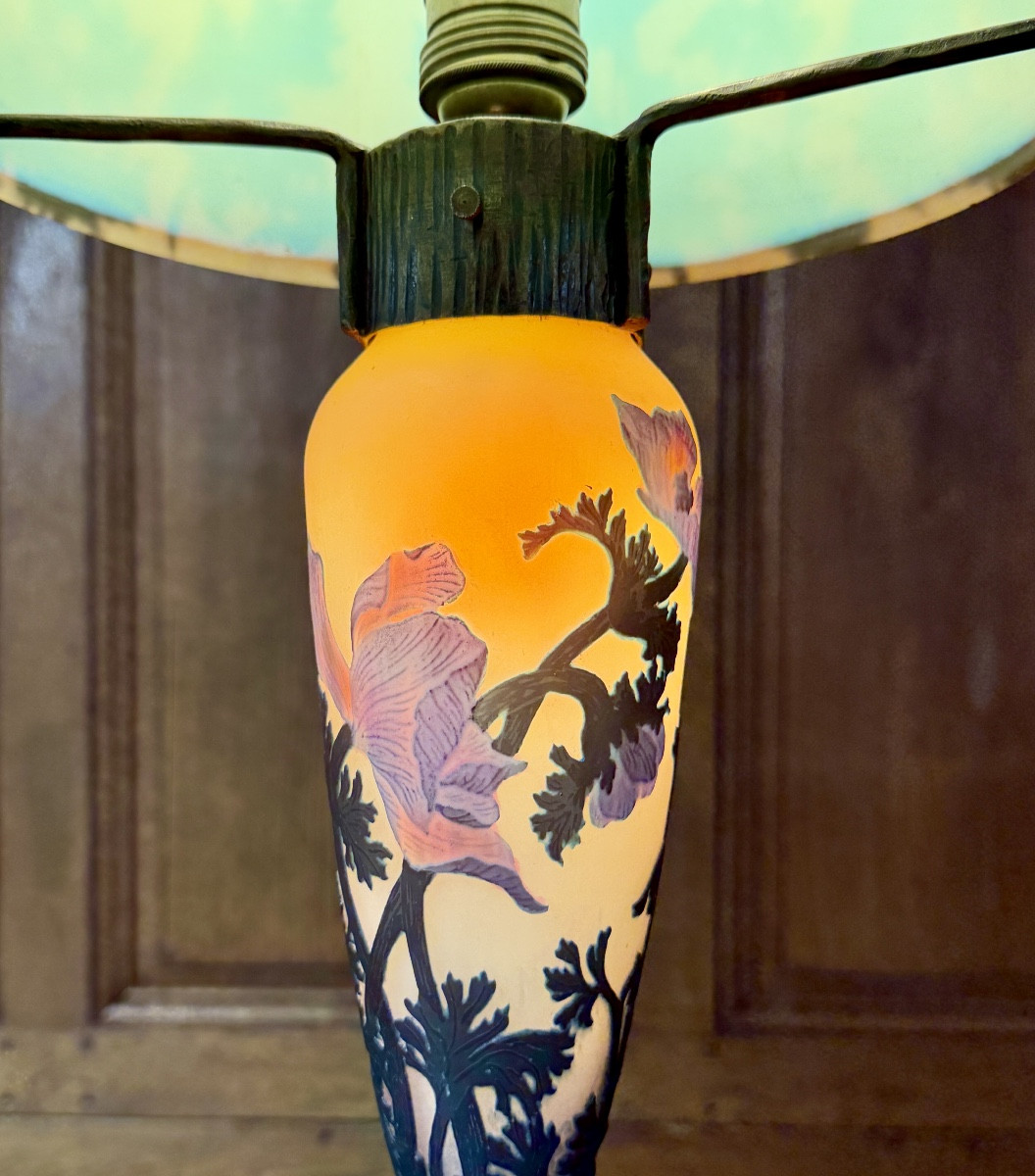 Muller Brothers In Lunéville - Mushroom Lamp Decorated With Anemones. Art Nouveau Period -photo-5