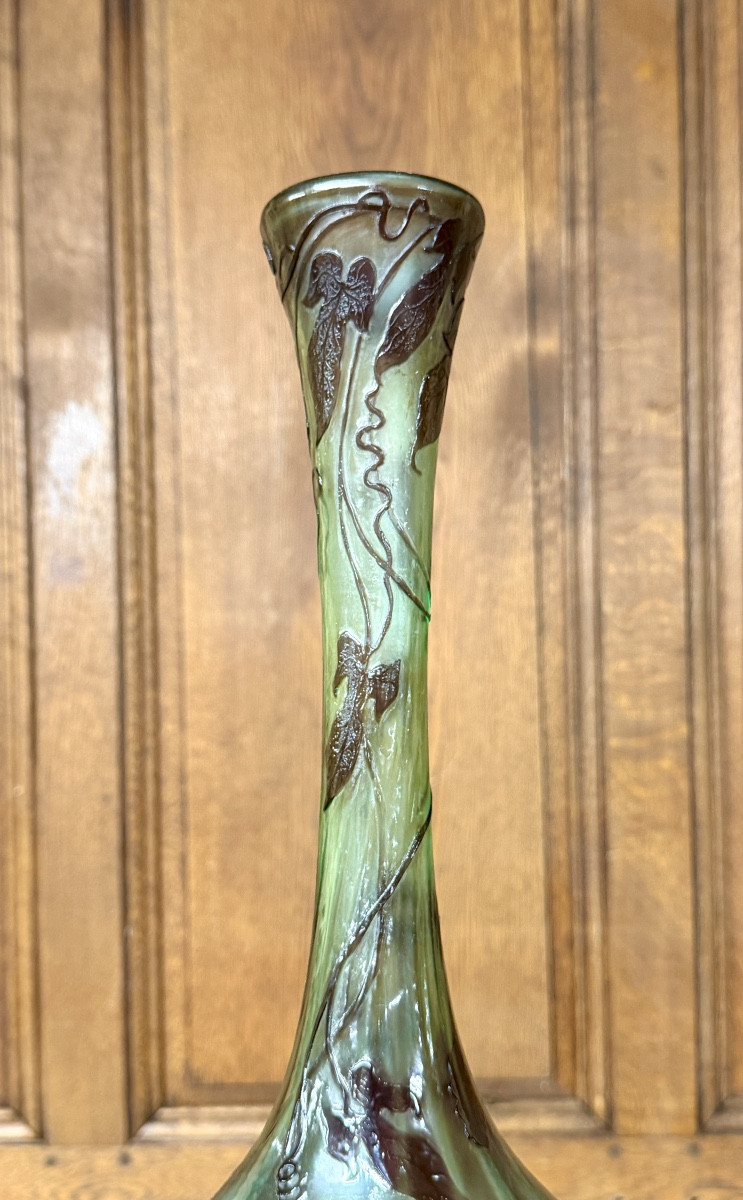 Émile Gallé - vase soliflore aux volubilis poli au feu, époque Art Nouveau -photo-3