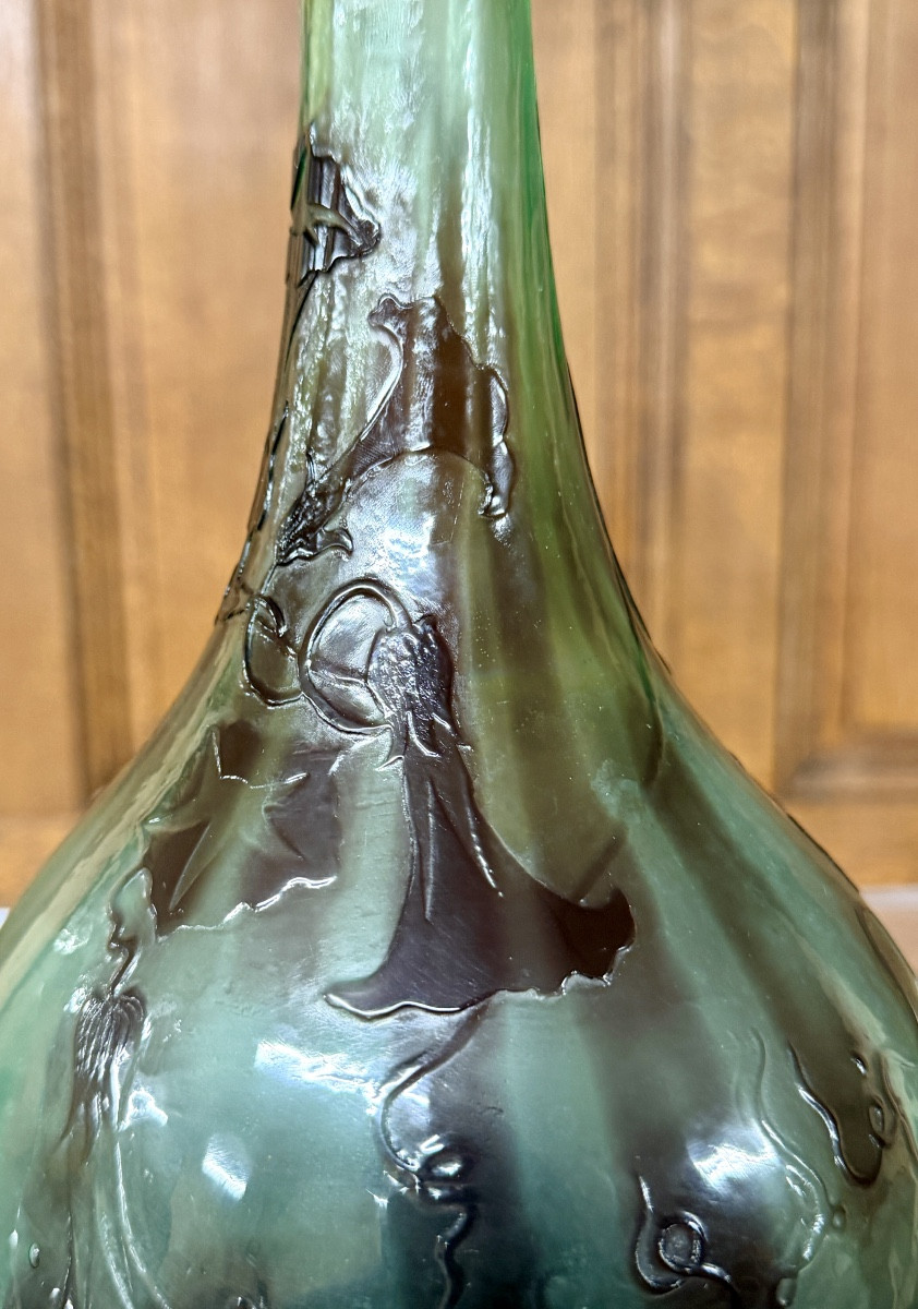 Émile Gallé - vase soliflore aux volubilis poli au feu, époque Art Nouveau -photo-1