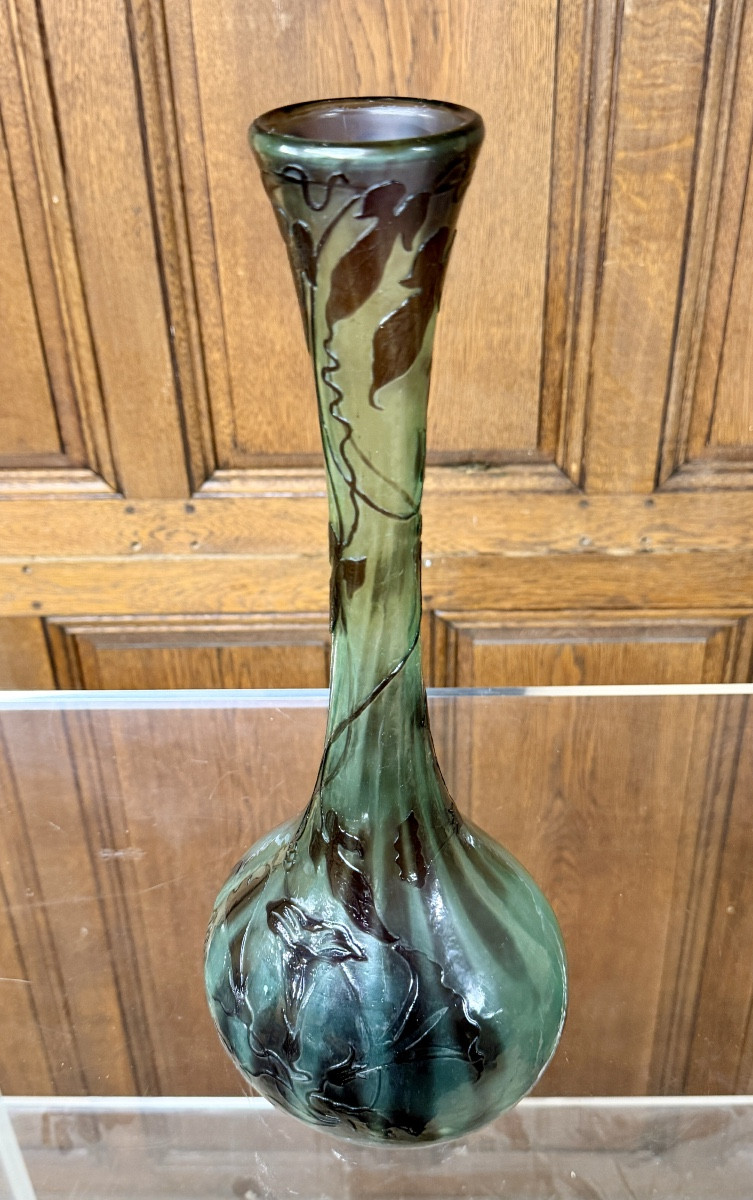 Émile Gallé - vase soliflore aux volubilis poli au feu, époque Art Nouveau -photo-2