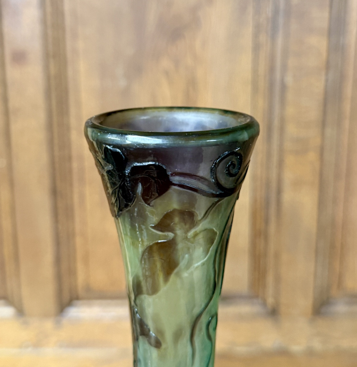 Émile Gallé - vase soliflore aux volubilis poli au feu, époque Art Nouveau -photo-7