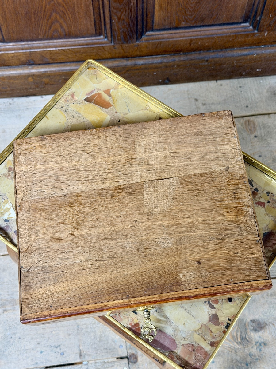 Table de salon ou chiffonnière en marqueterie d’époque Louis XV. XVIIIème siècle -photo-4